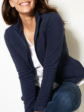 Load image into Gallery viewer, Navy Full Zip Panelled Micro Soft Fleece Jacket