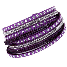 Load image into Gallery viewer, Unisex Paved Leather Rhinestone Bangle Wrap Adjustable Bracelets
