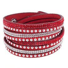 Load image into Gallery viewer, Unisex Paved Leather Rhinestone Bangle Wrap Adjustable Bracelets