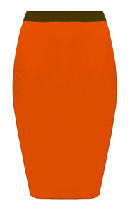 Ladies Plain Fitted Jersey High Waisted Bodycon Pencil Skirt