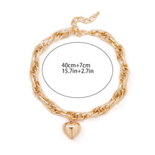 Load image into Gallery viewer, Ladies Gold / Silver Heart Pendant Chunky Circle InterLink Chain Choker Party Necklace