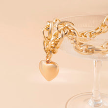 Load image into Gallery viewer, Ladies Gold / Silver Heart Pendant Chunky Circle InterLink Chain Choker Party Necklace