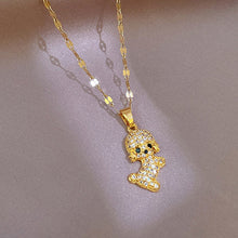 Load image into Gallery viewer, Unisex Gold Stainless Steel Cute Teddy Dog Crystal Pendant Link Chain Necklace