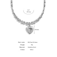 Load image into Gallery viewer, Ladies Silver Stainless Steel Geometric Thick Chain Heart Pendant Necklace
