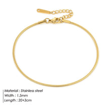 Load image into Gallery viewer, Ladies Gold Plated Stainless Steel Round Snake Bone Anklet
