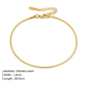 Ladies Gold Plated Stainless Steel Round Snake Bone Anklet