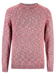 Mens Rose Marl Pure Cotton Textured Ribbed Crew Neck Long Sleeve Jumpers