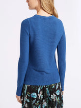 Load image into Gallery viewer, Ladies Blue Soft Knit Ripple Effect Round Neck Long Sleeve Jumper
