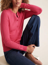 Load image into Gallery viewer, Ladies Hot Pink Soft Knit Crew Neck Button Down Cardigan