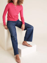 Load image into Gallery viewer, Ladies Hot Pink Soft Knit Crew Neck Button Down Cardigan
