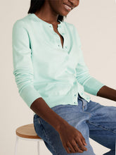 Load image into Gallery viewer, Ladies Light Jade Soft Knit Crew Neck Button Down Cardigan