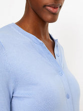 Load image into Gallery viewer, Ladies Blue Soft Knit Crew Neck Button Down Cardigan