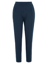 Load image into Gallery viewer, Navy Jersey Tapered Ankle Grazer Trousers