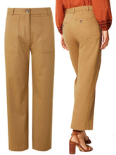 Load image into Gallery viewer, Ladies Camel Cotton Rich Wide Leg Utility Style Trousers