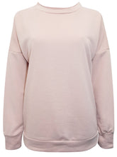 Load image into Gallery viewer, Ladies Dusty Pink Plain Crew Neck Long Sleeve Sweatshirt
