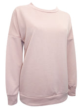 Load image into Gallery viewer, Ladies Dusty Pink Plain Crew Neck Long Sleeve Sweatshirt