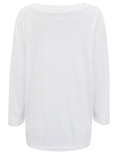 Load image into Gallery viewer, Ladies White Pure Cotton V-Neck Long Sleeve Plus Size Tunic Tops