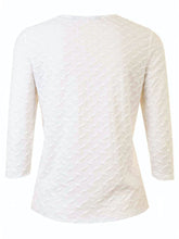 Load image into Gallery viewer, Round Neck Jacquard 3/4 Sleeve Stretchy Tunic Top