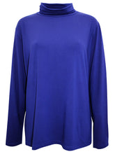 Load image into Gallery viewer, Ladies Laila Royal Blue Polo Neck Long Sleeve Plus Size Top