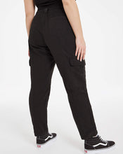 Load image into Gallery viewer, Ladies Black Belted Cotton Cargo Pockets Straight Leg Trousers