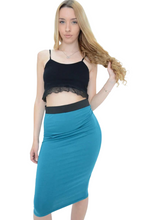 Load image into Gallery viewer, Ladies Plain Fitted Jersey High Waisted Bodycon Pencil Skirt
