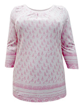 Load image into Gallery viewer, Pink Sheego Floral Lace Insert Cotton Plus Size Top