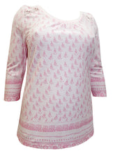Load image into Gallery viewer, Pink Sheego Floral Lace Insert Cotton Plus Size Top