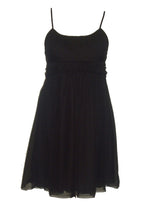 Load image into Gallery viewer, Black adjustable strap chiffon mini dress