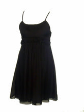 Load image into Gallery viewer, Black adjustable strap chiffon mini dress