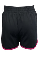Load image into Gallery viewer, Girls Black Elasticated Wait Cerise Trim Shorts