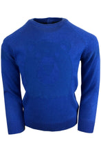 Load image into Gallery viewer, Boys Blue Embosed Bear Cotton Knitted Long Sleeve Jumper