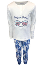 Load image into Gallery viewer, Girls White Pink Floral Paris Boutique Paris Print Boxed Pyjamas