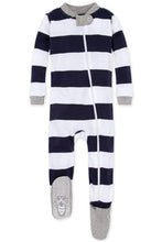 Load image into Gallery viewer, Baby Boys Girls Unisex Burts Bees Striped Babygrow Anti Slip Footie Sleepsuits
