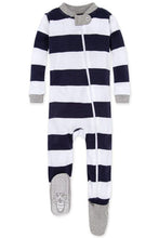 Load image into Gallery viewer, Baby Boys Girls Unisex Burts Bees Striped Babygrow Anti Slip Footie Sleepsuits