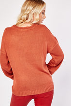 Load image into Gallery viewer, Ladies Rust Cable Knit Pattern Long Sleeve Regular Fit Jumper