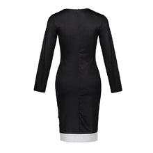 Load image into Gallery viewer, Black &amp; White Elegant Patchwork Bodycon Dress
