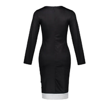 Load image into Gallery viewer, Black & White Elegant Patchwork Bodycon Dress