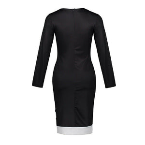 Black & White Elegant Patchwork Bodycon Dress