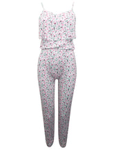 Load image into Gallery viewer, Girls White Multi Floral Printed Frill Soft Strappy Jumpsuits