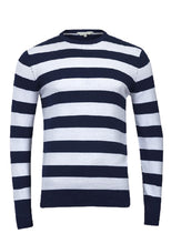 Load image into Gallery viewer, Navy &amp; White Large Stripes Knitted Jumper
