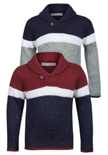 Load image into Gallery viewer, Boys Minoti Contrast Knitted Shawl Collared Jumper