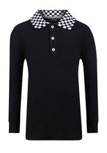 Load image into Gallery viewer, Boys Black &amp; White Art Class Check Collared Long Sleeve Polo T-Shirt
