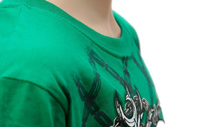 Boys Flipback Green Skull Print T-shirt