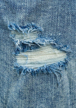 Load image into Gallery viewer, Blue Denim Distressed Frayed Biker Adjustable Waist Shorts