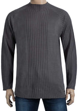 Load image into Gallery viewer, Mens Grey Oxyzone High Neck Ribbed Stripe Knitted Jumper
