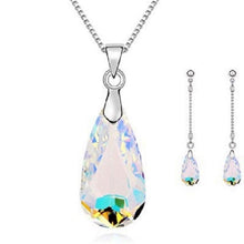 Load image into Gallery viewer, Tear Drop Crystal Necklace Pendant & Earring Sets
