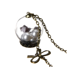 Load image into Gallery viewer, Handmade Vintage Wish Pearl Ball Bottle Pendent & Bow Bronze Chain Necklace