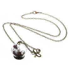 Load image into Gallery viewer, Handmade Vintage Wish Pearl Ball Bottle Pendent & Bow Bronze Chain Necklace