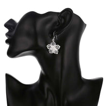 Load image into Gallery viewer, Ladies Silver 925 Sterling Filigree Flower Dangle Drop Hook Earrings