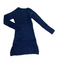Load image into Gallery viewer, Girls Navy Star Print Ribbed Soft Knit Jumper Dress

